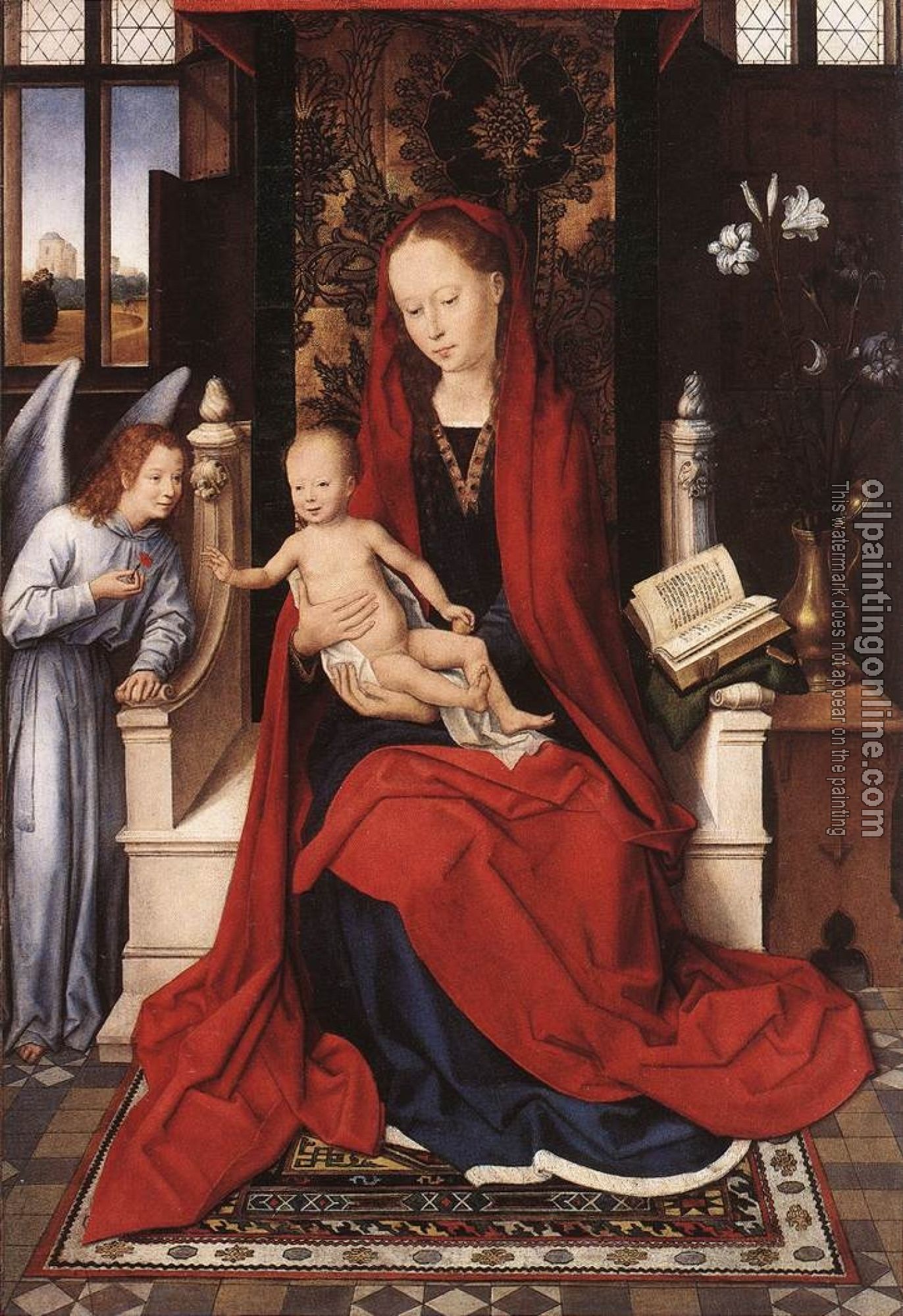 Memling, Hans - Virgin Enthroned with Child and Angel